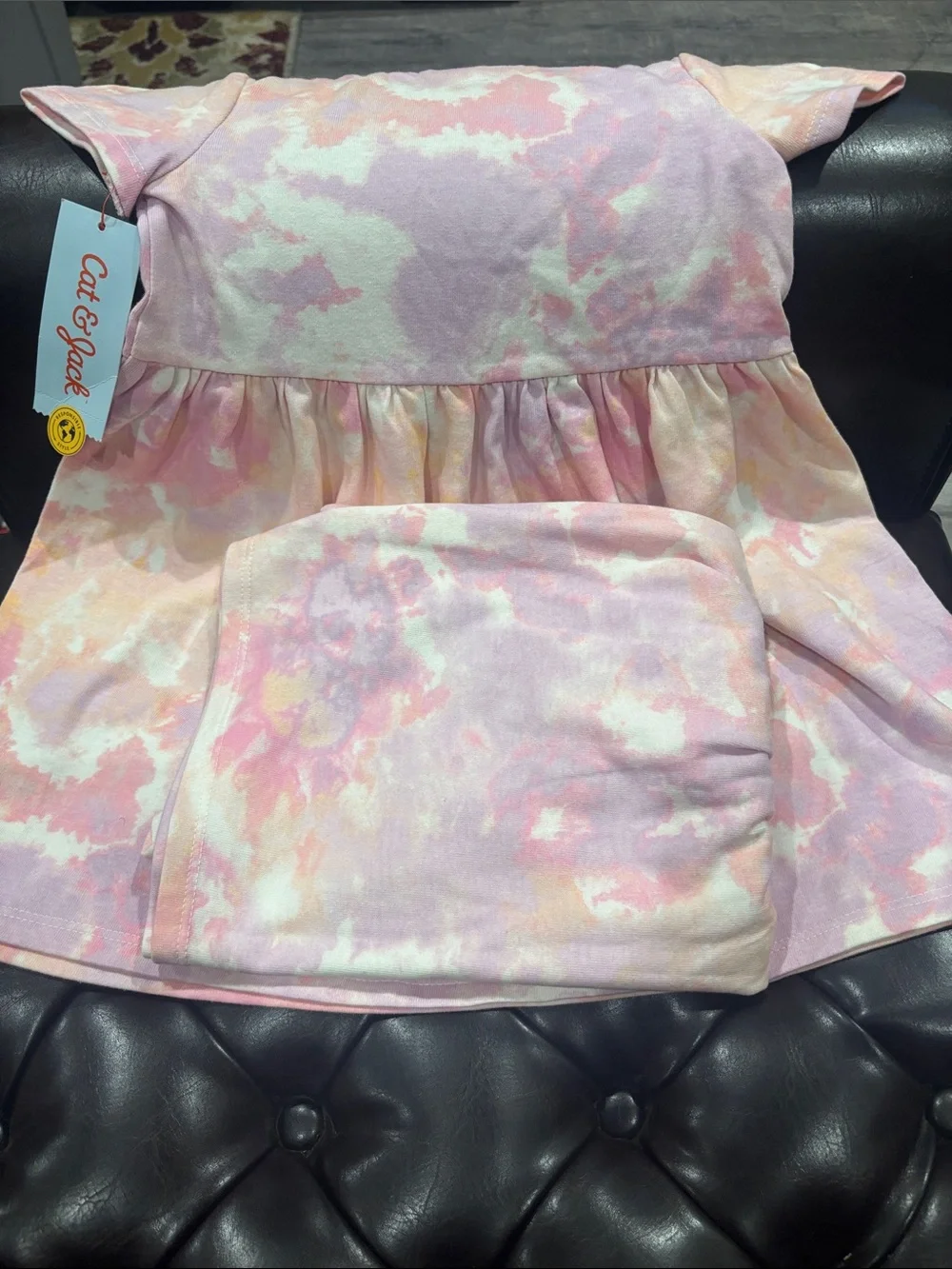 2 Cat & Jack Pastel Tie-Dye Dress - Pink Peach Lavender